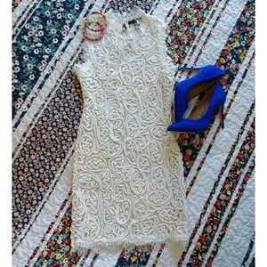White textured lace mini dress size Small